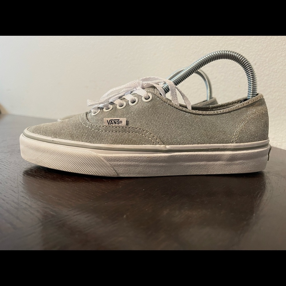 VANS Authentic SILVER SHIMMER Womens Shoes Size Women 8 Prom Wedding Bling